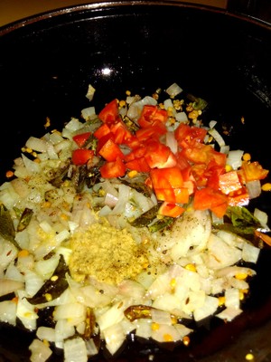 rice rava upma add tomato ginger 300x400