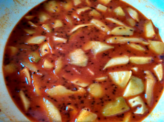 Mavinkayi gojju mango curry mango gojju add water 335x251