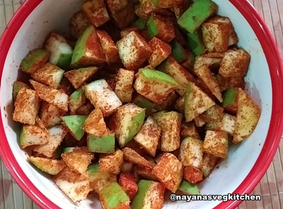 Spicy Mango Pickle Recipe mango pickle mixed 400x296