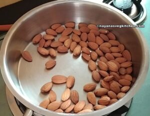 Indian Almond Milk Badam Milk Powder almond badam roasting 500x385