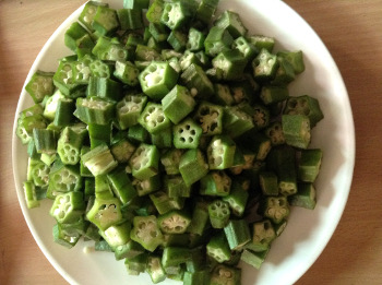 chopped okra bhindi 350x261